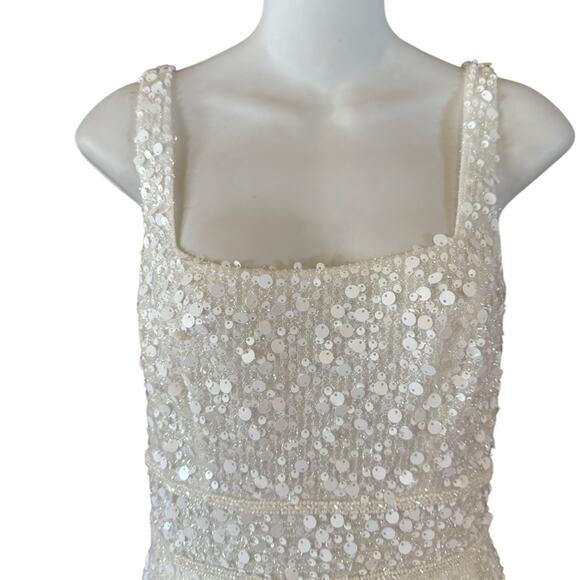 Jane Hill Billie Elegant White Sequined  Wedding Dress Sz 11 - Picture 12 of 13
